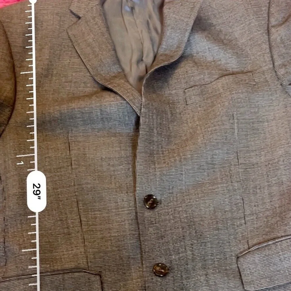 Ralph Lauren Mens Wool Tweed Blazer 46 Gray‎ 2 Button Sport Coat Jacket Career